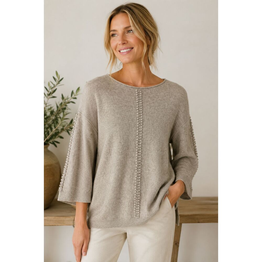 Soft Surroundings Sweater Women Sz S Relaxed Natural Knit Pullover Boho 1428H3